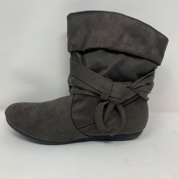 Bongo REID Slouchy Ankle Boots Size 5 Brown Side Tie Faux Suede Booties Boho Y2K - Picture 3 of 12